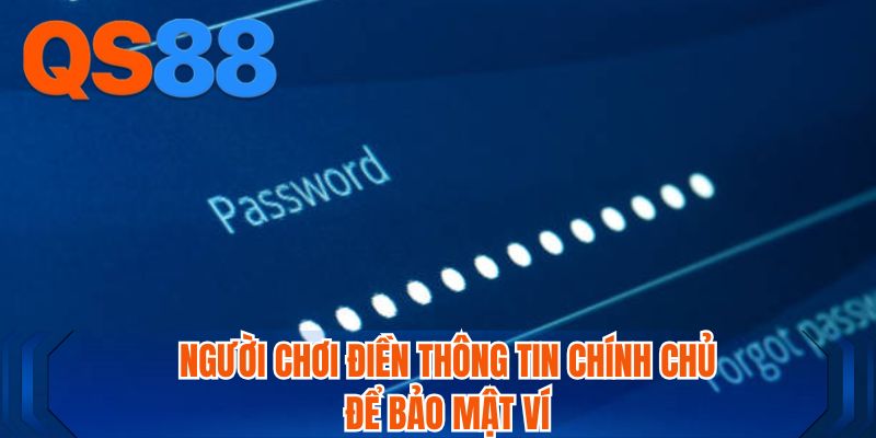 Người chơi điền thông tin chính chủ để bảo mật ví